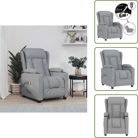 Silla de masaje - vidaXL Sillón de masaje eléctrico tela gris claro - Masaje de 6 puntos