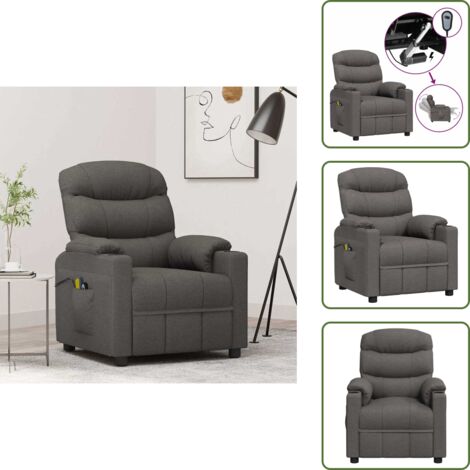 Silla de masaje - vidaXL Sillón de masaje eléctrico tela gris oscuro - Silla eléctrica