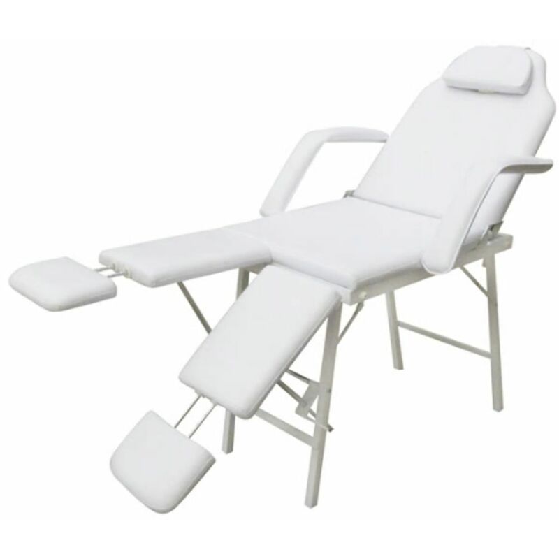 

Silla de masaje y tratamiento con apoyo para piernas ajustable, blanca