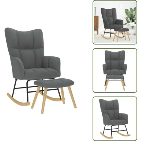 Silla de mecedora - vidaXL Sillón mecedora con taburete tela gris oscuro - Silla de descanso