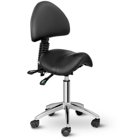 Silla de montar con respaldo de hierro cromado sintético PVC negro 140003499