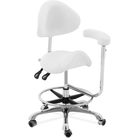 Silla de montar para caballo con reposabrazos, respaldo regulable en altura y asiento blanco 140007866