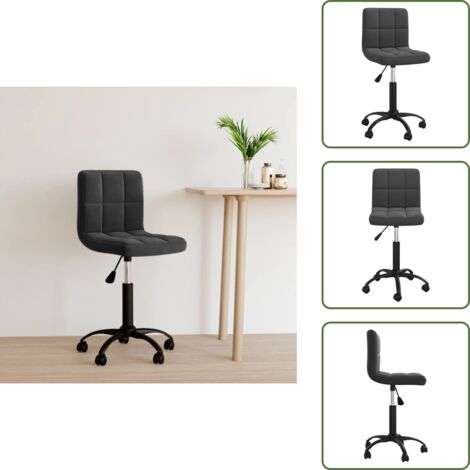 Silla de oficina ajustable - vidaXL Silla de oficina giratoria de terciopelo negro - Silla de oficina con ruedas
