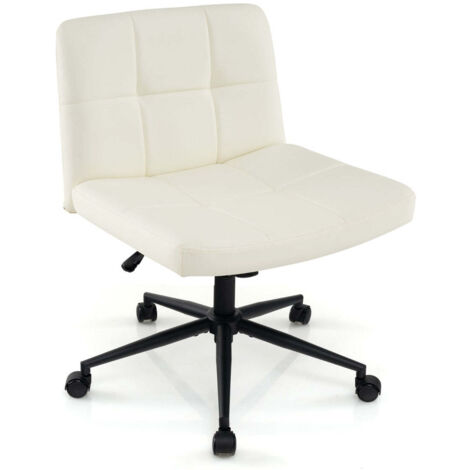 Silla de oficina asiento en forma de U 70 x 70 x 79-87 cm altura regulable con ruedas diseño moderno en piel sintética beige 200011084