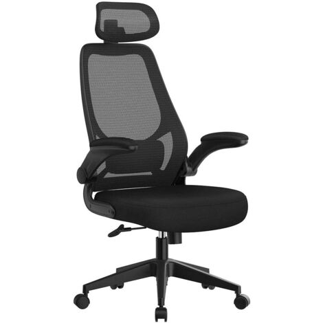 Silla de oficina asiento giratorio ergonómico reposabrazos y reposacabezas regulables tejido transpirable altura regulable color negro 120005874