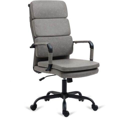 Silla de oficina Bezos altura regulable acabado en polipiel gris. 53m(ancho ) 105/115cm(altura) 61cm(fondo)