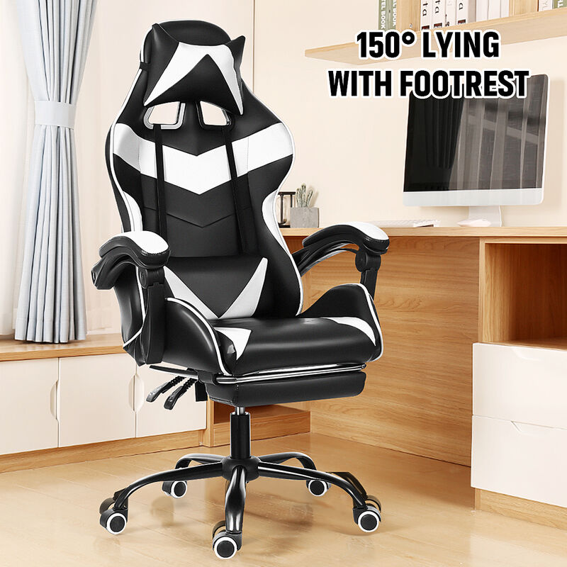 

Silla de oficina blanca Silla Gamer Gaming Silla giratoria de carreras 150 ° Hasaki reclinable