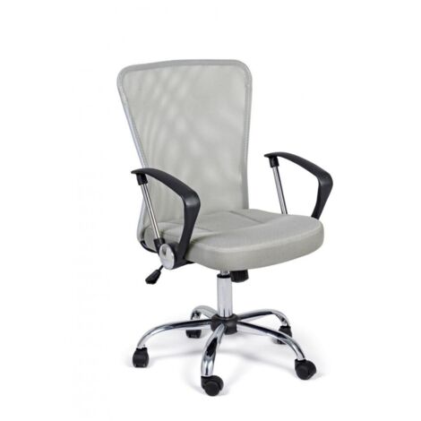 Silla de oficina Brisbane en acero y tejido gris claro