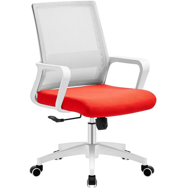 

Sillón de oficina CLIFFORD, blanco, malla gris, tejido rojo