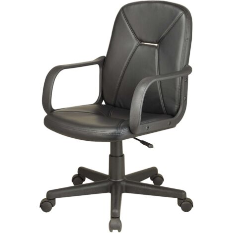 Silla de Oficina Cómoda Estilo Comtemporáneo en Color Gris Antracita con Ruedas, Reposabrazos y Regulable de Símil al Cuero 57x103x46 cm