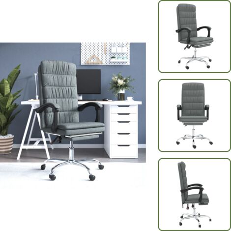 Silla de oficina con altura regulable - vidaXL Silla de oficina reclinable de tela gris oscuro - Silla de oficina giratoria