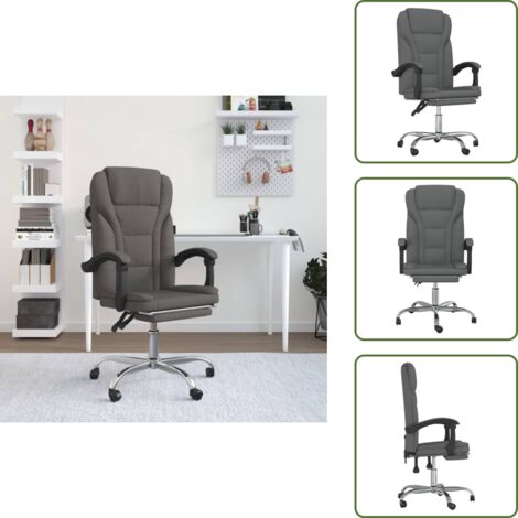 Silla de oficina con altura regulable - vidaXL Silla de oficina reclinable de tela gris oscuro - Silla de oficina giratoria