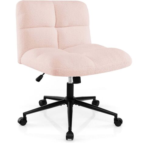 Silla de oficina con asiento ancho 73 x 69 x 79-87 cm regulable y cómoda estilo moderno en imitación piel de oveja rosa 200011280