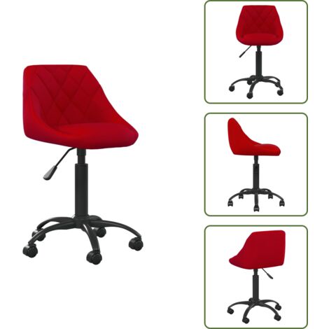 Silla de oficina con elevación de gas - vidaXL Silla de oficina de terciopelo rojo tinto - Silla de oficina de terciopelo