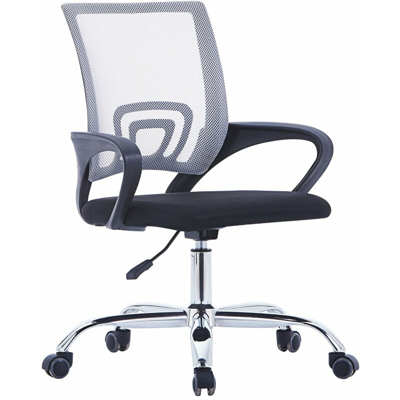 

Silla de oficina con respaldo de malla y tela gris