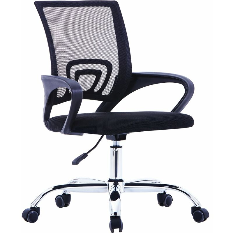 

Silla de oficina con respaldo de malla y tela negra - Negro