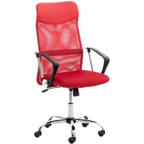 Silla de oficina con ruedas asiento ergonómico con reposabrazos tapizado de malla roja 100006981