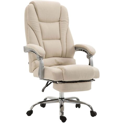 Silla de oficina con ruedas con reposapiés y giratoria regulable en altura en tejido crema 100002587