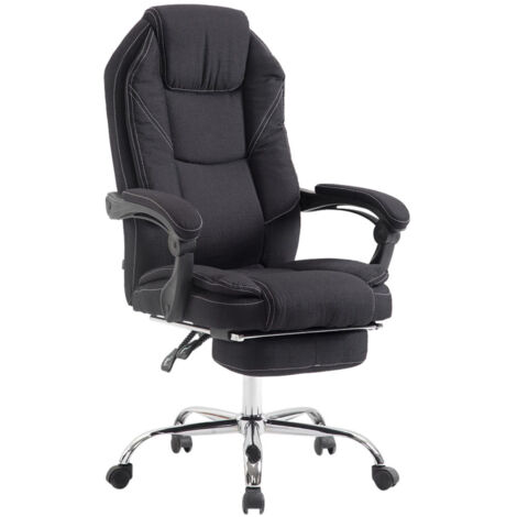 Silla de oficina con ruedas con respaldo regulable y reposapiés en tela negra y metal 100002442