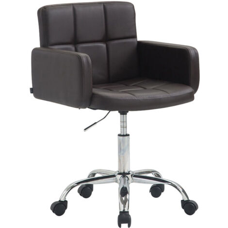 Silla de oficina con ruedas con respaldo y reposabrazos en sintético marrón FAL10151
