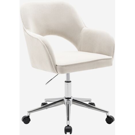 Silla de oficina con ruedas de pana fina y base cromada