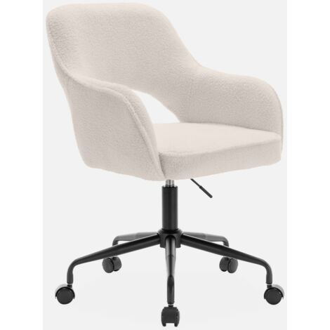 Silla de oficina con ruedas en borreguito y base negra