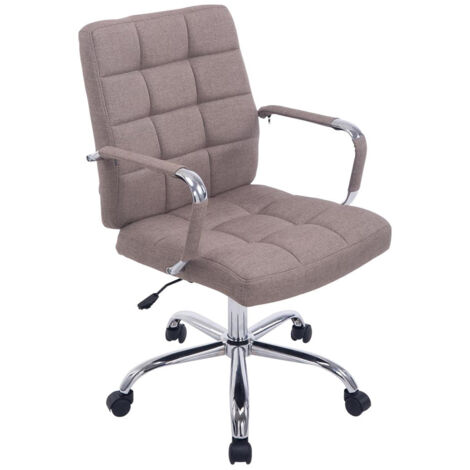 Silla de oficina con ruedas en tejido color topo, regulable en altura BUR10108