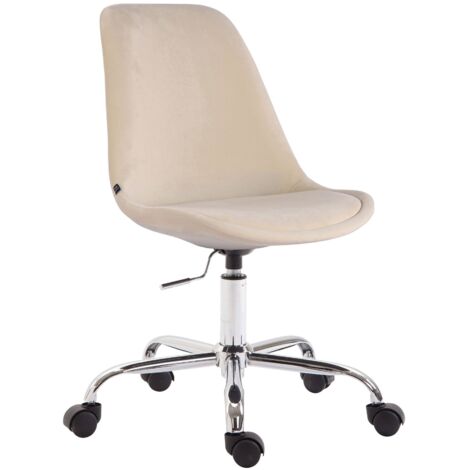 Silla de oficina con ruedas en tejido de terciopelo color crema BUR10350