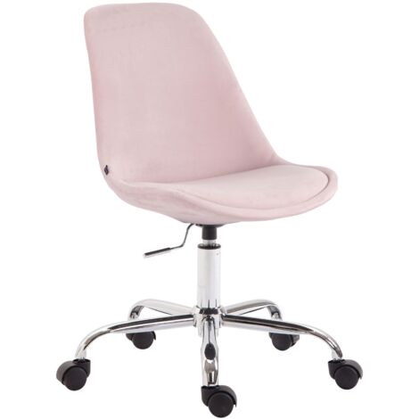 Silla de oficina con ruedas en tejido de terciopelo rosa BUR10353