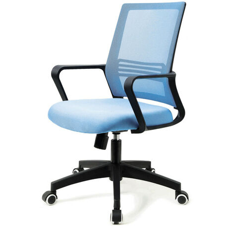 Silla de oficina con ruedas en tela, diseño SOPHIE, color Azul - Herdasa
