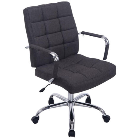 Silla de oficina con ruedas en tela gris oscuro, regulable en altura BUR10110