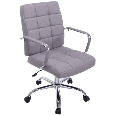 Silla de oficina con ruedas en tela gris, regulable en altura BUR10113