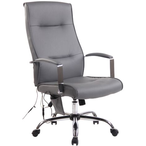 Silla de oficina con ruedas función masaje mecanismo de equilibrio en PVC gris 100002606