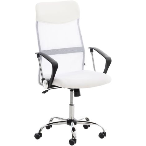 Silla de oficina con ruedas mecanismo basculante revestida de malla blanca 100002713
