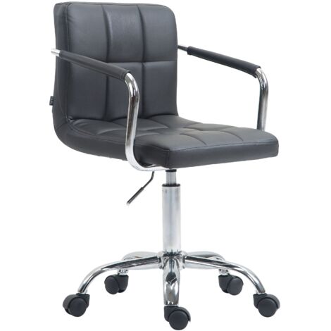 Silla de oficina con ruedas, regulable en altura en PVC gris y metal cromado 100002540