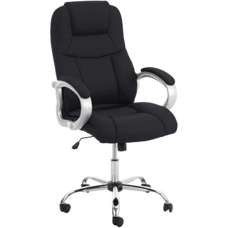Silla de oficina con ruedas regulable en altura función giratoria piel sintética negra estructura de metal 100006908