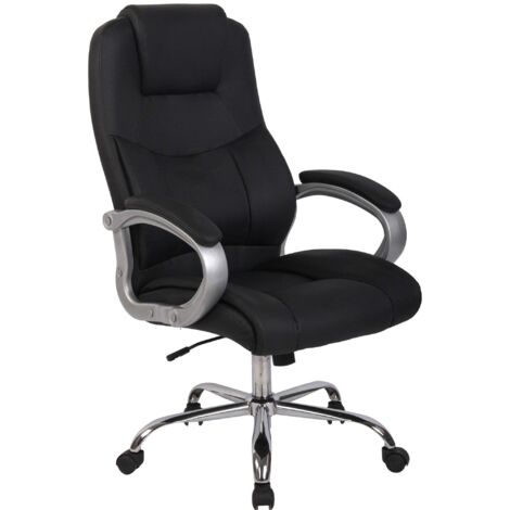 Silla de oficina con ruedas reposabrazos y mecanismo de balanceo piel sintética negra y metal 100006907