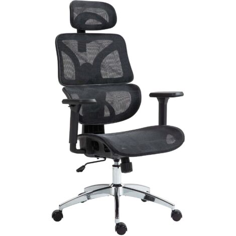 Silla de oficina con ruedas reposacabezas reposabrazos y mecanismo de inclinación en malla negra 100007000