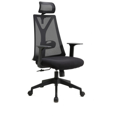 Silla de oficina con ruedas, respaldo y asiento en Negro, diseño NEO.