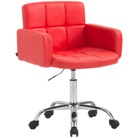 Silla de oficina con ruedas respaldo y reposabrazos en material sintético rojo FAL10157