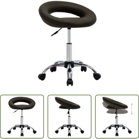 Silla de oficina con ruedas -  Silla de trabajo con ruedas cuero sintético marrón