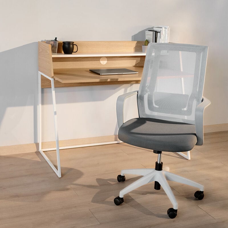 

Silla de oficina con ruedas, silla ergonómica para escritorio con altura regulable, silla para ordenador con reposabrazos, silla giratoria con