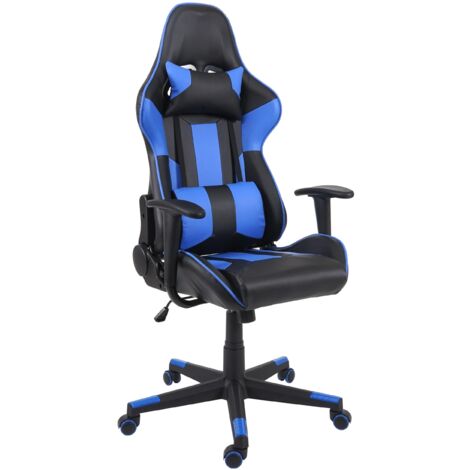 Silla de oficina con ruedas sillón gamer giratorio en sintético negro azul 040001854