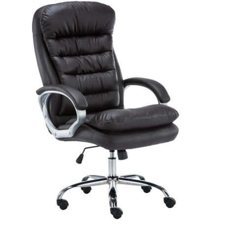 Silla de oficina con ruedas y mecanismo de inclinación integrado carga máxima 235 kg piel sintética marrón estructura de metal 100007082