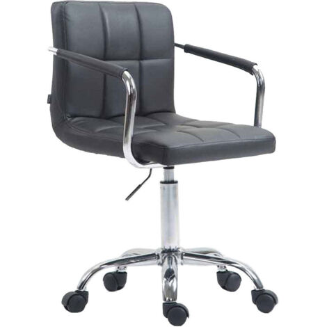 Silla de oficina con ruedas y reposabrazos regulables en altura en PVC gris y metal cromado 100007117