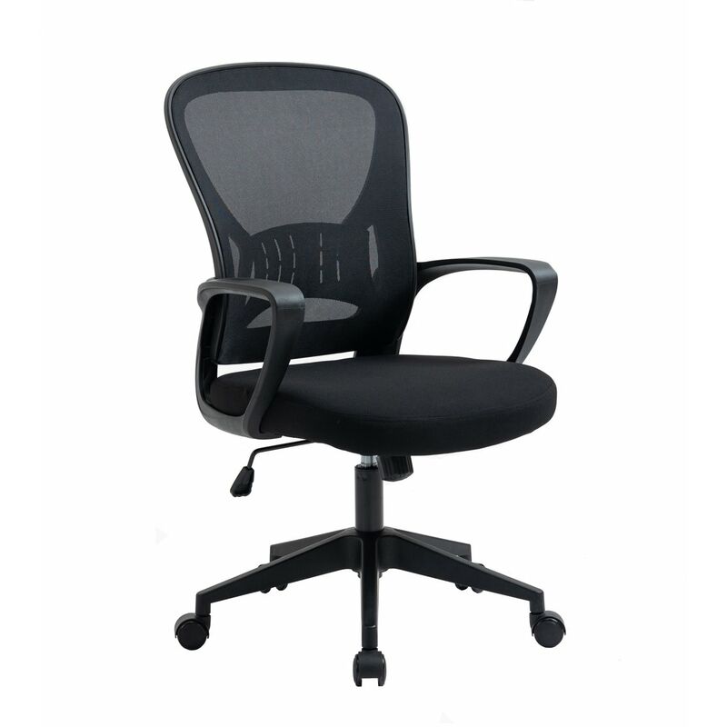 

Silla de Oficina con Soporte Lumbar Giratoria Escritorio 5 Ruedas Despacho Color Negro
