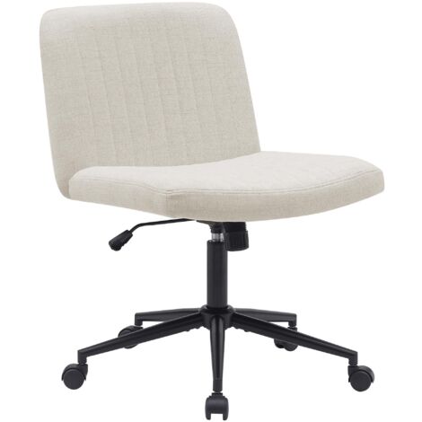 Silla de oficina contemporánea con costuras verticales en tela color crema regulable en altura y giratoria 360 grados 100006993