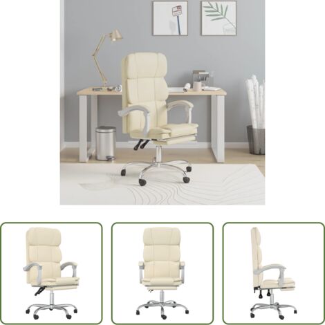 Silla de oficina cuero sintético -  Silla de oficina reclinable cuero sintético crema
