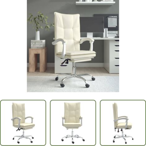 Silla de oficina cuero sintético -  Silla de oficina reclinable cuero sintético crema