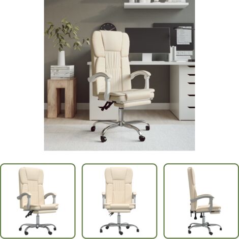 Silla de oficina cuero sintético -  Silla de oficina reclinable cuero sintético crema
